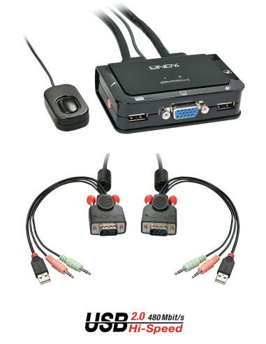 Lindy 42342 switch per keyboard-video-mouse (kvm) Nero