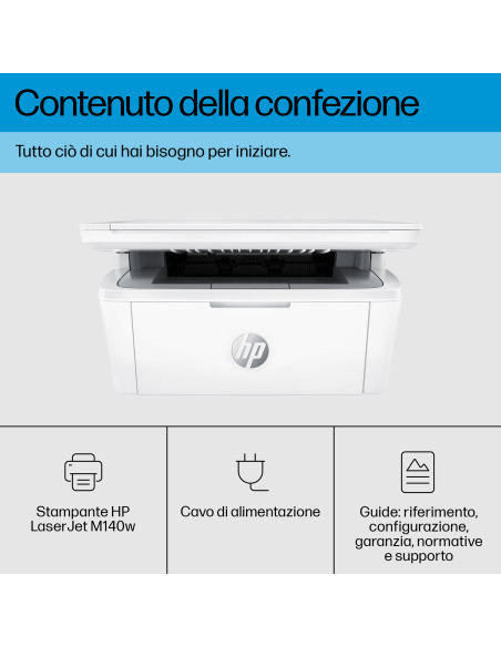 HP LaserJet M140w Wireless Multifunction Bianco e nero Stampante, Fotocopiatrice, scanner