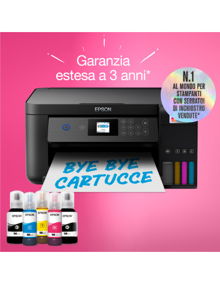 Epson EcoTank ET-2850 stampante multifunzione inkjet 3-in-1 A4, serbatoi ricaricabili alta capacità, 5 flaconi inclusi pari a 1