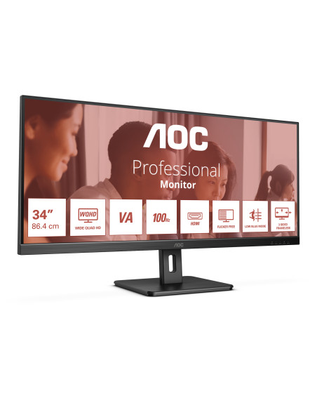 AOC U34E2M Monitor PC 86,4 cm (34") 3440 x 1440 Pixel Wide Quad HD Nero