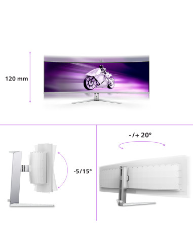 Philips Evnia 8000 49M2C8900L/00 Monitor PC 124,2 cm (48.9") 5120 x 1440 Pixel Dual QHD QD-OLED Bianco
