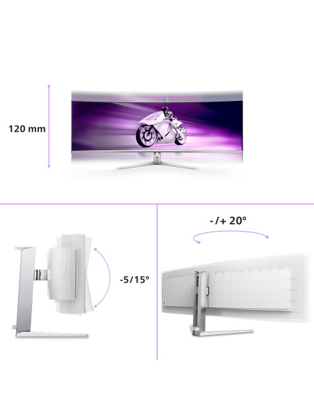 Philips Evnia 8000 49M2C8900L/00 Monitor PC 124,2 cm (48.9") 5120 x 1440 Pixel Dual QHD QD-OLED Bianco