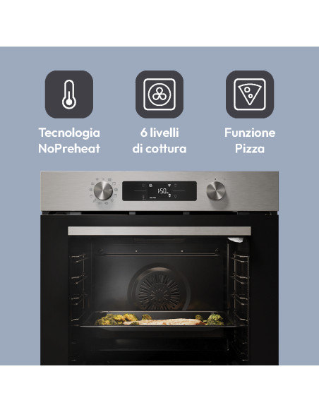 Candy Moderna CA6 N3B1HTX 78 L Nero, Acciaio inox