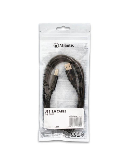 Atlantis Land P019-UB2-ABMM-2 cavo USB 1,8 m USB 2.0 USB A USB B Nero