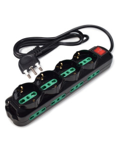 MULTIPRESA TECNOWARE 12POSTI Salvaspazio: 4POSTI Schuko/Italia bipasso 10/16A+8POSTI TIPO Italia 10/16A+interruttore  FMP12IIG