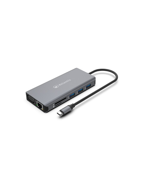 MINI DOCKING ATLANTIS A04-TC_DK46 IN: 1xUSB-C OUT: 1xHDMI 4K@60Hz 1xGbitLan 1xVGA FHD@60Hz 3xUSB3.0 2xUSB-C(1xPD) 1xSDTF 1x3.5m