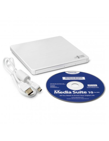 Hitachi-LG Slim Portable DVD-Writer lettore di disco ottico DVD±RW Bianco