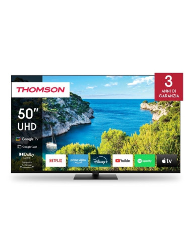 TV THOMSON LED 50" 50UG5C14 SMART GOOGLE TV DVB-T2/S2 UHD CI+ 3XHDMI 2XUSB  - CENTRAL STAND - TELECOMANDO RETRO ILLUMINATO VESA