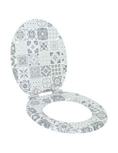 Sedile del WC Porcellana blu e bianca 44 x 38 cm Pannello MDF