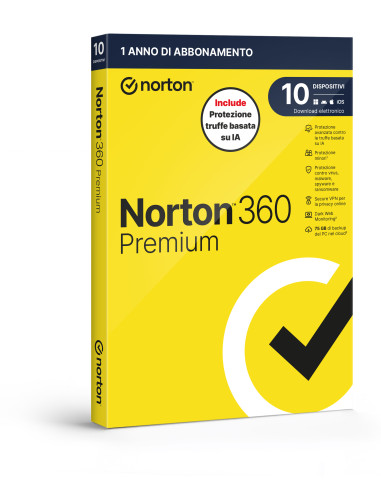 Norton 360 Premium 2026 | Antivirus per 10 Dispositivi Licenza di 1 Anno