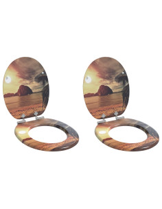 Sedile del WC 2 pcs Arancione 44 x 38 cm Pannello MDF