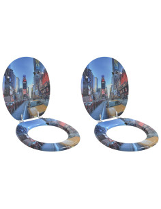 Sedile del WC 2 pcs Grigio 44 x 38 cm Pannello MDF