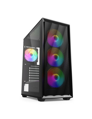 SHARKOON CASE 2X U3, VETRO TEMPERATO, 4X 120 RAINBOW LED FAN