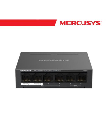 MERCUSYS 6-PORT 10/100MBPS DESKTOP SWITCH WITH 4-PORT POE+ - MS106P