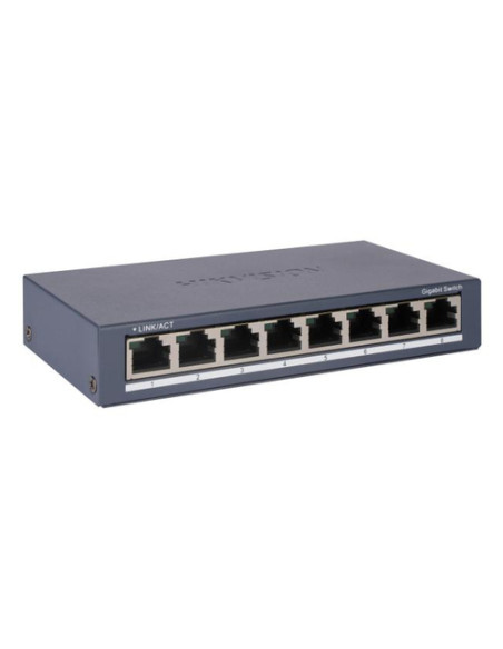 HIKVISION SWITCH 8 PORTE GIGABIT RJ45 PORTS, DESKTOP STEEL CASE UNMANAGED SWITCH