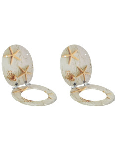 Sedile del WC 2 pcs Giallo e Bianco 44 x 38 cm Pannello MDF