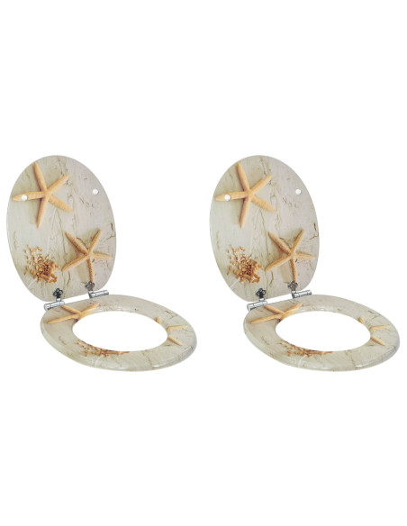 Sedile del WC 2 pcs Giallo e Bianco 44 x 38 cm Pannello MDF