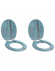 Sedile del WC 2 pcs Blu 44 x 38 cm Pannello MDF