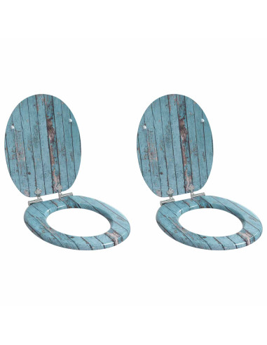 Sedile del WC 2 pcs Blu 44 x 38 cm Pannello MDF