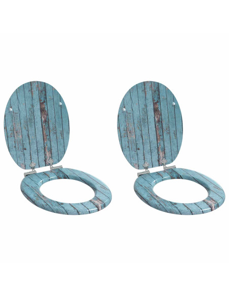 Sedile del WC 2 pcs Blu 44 x 38 cm Pannello MDF