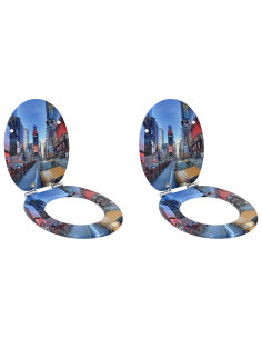 Sedile del WC 2 pcs Multicolore 44 x 38 cm Pannello MDF