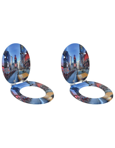 Sedile del WC 2 pcs Multicolore 44 x 38 cm Pannello MDF