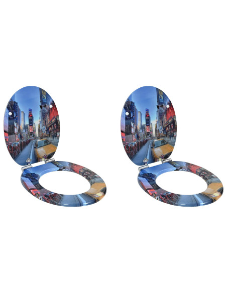 Sedile del WC 2 pcs Multicolore 44 x 38 cm Pannello MDF