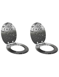 Sedile del WC 2 pcs Grigio 44 x 38 cm Pannello MDF