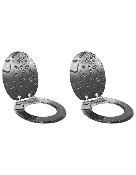 Sedile del WC 2 pcs Grigio 44 x 38 cm Pannello MDF