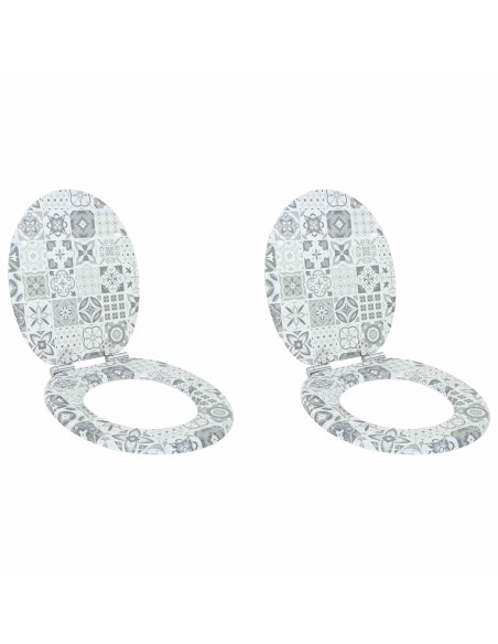 Sedile del WC 2 pcs Porcellana blu e bianca 44 x 38 cm