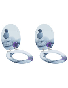 Sedile del WC 2 pcs Grigio 44 x 38 cm Pannello MDF