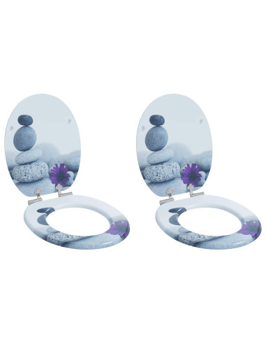 Sedile del WC 2 pcs Grigio 44 x 38 cm Pannello MDF