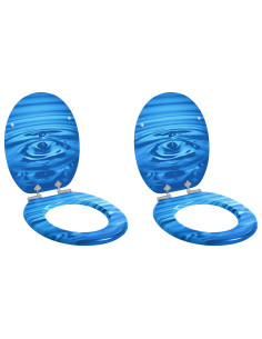 Sedile del WC 2 pcs Goccia blu 44 x 38 cm Pannello MDF