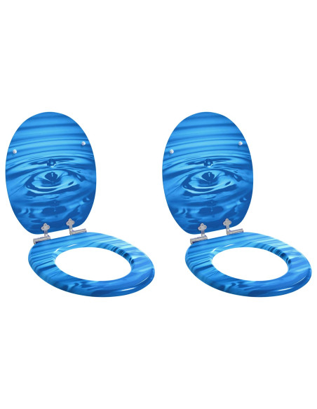 Sedile del WC 2 pcs Goccia blu 44 x 38 cm Pannello MDF