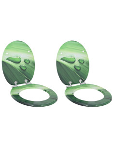 Sedile del WC 2 pcs Goccia verde 44 x 38 cm Pannello MDF