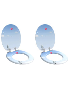 Sedile del WC 2 pcs Blu 44 x 38 cm Pannello MDF