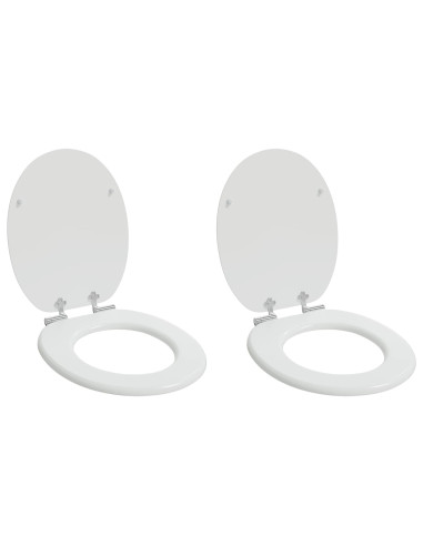 Sedile del WC 2 pcs Bianco 44 x 38 cm Pannello MDF