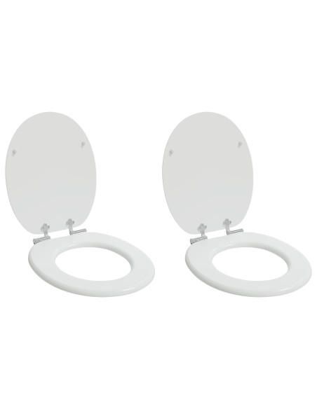 Sedile del WC 2 pcs Bianco 44 x 38 cm Pannello MDF
