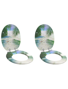 Sedile del WC 2 pcs Verde 44 x 38 cm Pannello MDF