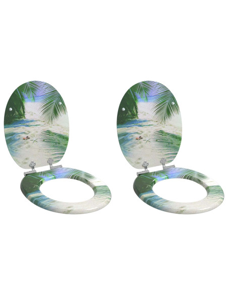 Sedile del WC 2 pcs Verde 44 x 38 cm Pannello MDF