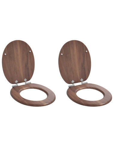 Sedile del WC 2 pcs Marrone 44 x 38 cm Pannello MDF