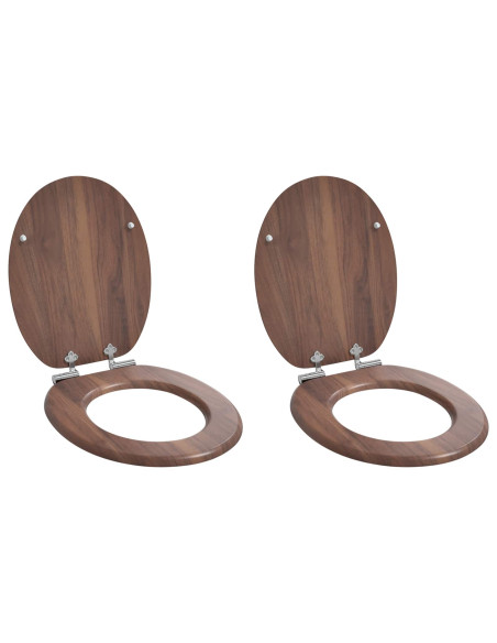 Sedile del WC 2 pcs Marrone 44 x 38 cm Pannello MDF