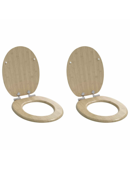 Sedile del WC 2 pcs Colore bamboo chiaro 44 x 38 cm