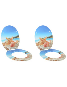 Sedile del WC 2 pcs Conchiglia di mare 44 x 38 cm Pannello MDF