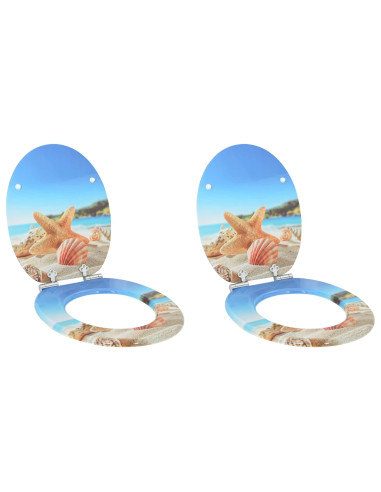 Sedile del WC 2 pcs Conchiglia di mare 44 x 38 cm Pannello MDF