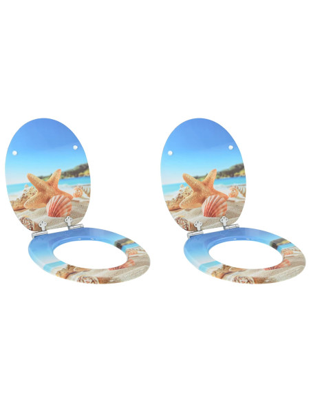 Sedile del WC 2 pcs Conchiglia di mare 44 x 38 cm Pannello MDF