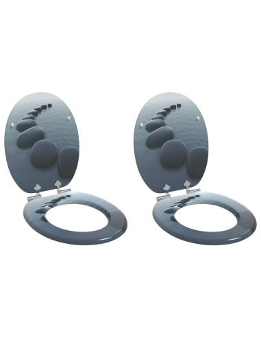 Sedile del WC 2 pcs Grigio 44 x 38 cm Pannello MDF