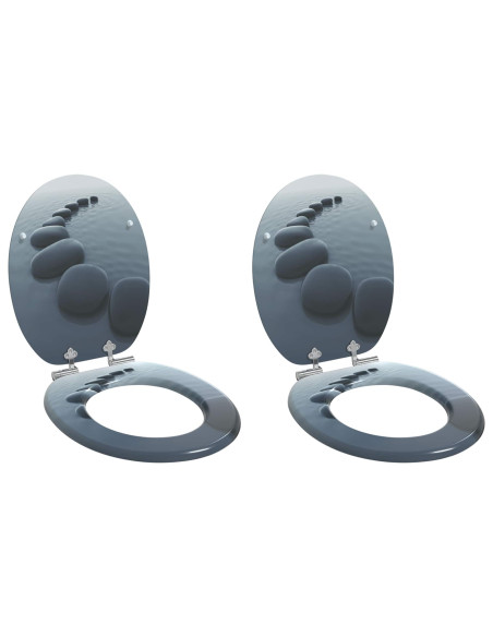 Sedile del WC 2 pcs Grigio 44 x 38 cm Pannello MDF