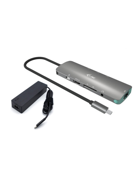 i-tec USB-C Metal Nano Docking Station 4K HDMI LAN with Power Delivery 100W + Universal Charger 100W