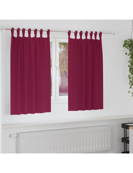 Tende Blackout con Anelli 2 pcs Rosso Vino 140 x 140 cm